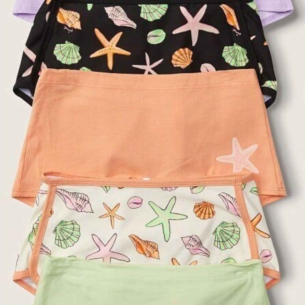 Victoria's Secret Starfish and Seashell Panties Set - Black, Peach, Mint